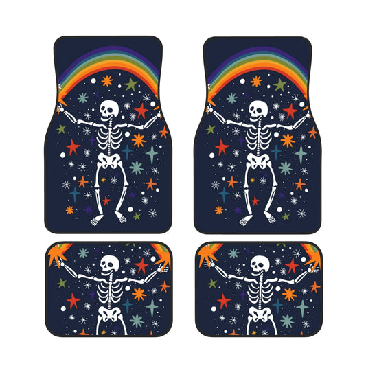 Halloween Car Mats Halloween Skeleton Mking Rainbow Car Floor Mats Black