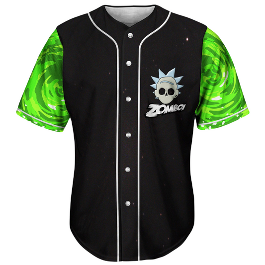 Rick and Morty Baseball Jersey Zomboi Wubba Lubba Dub Dub Jersey Shirt Green Black Unisex Adult New Release