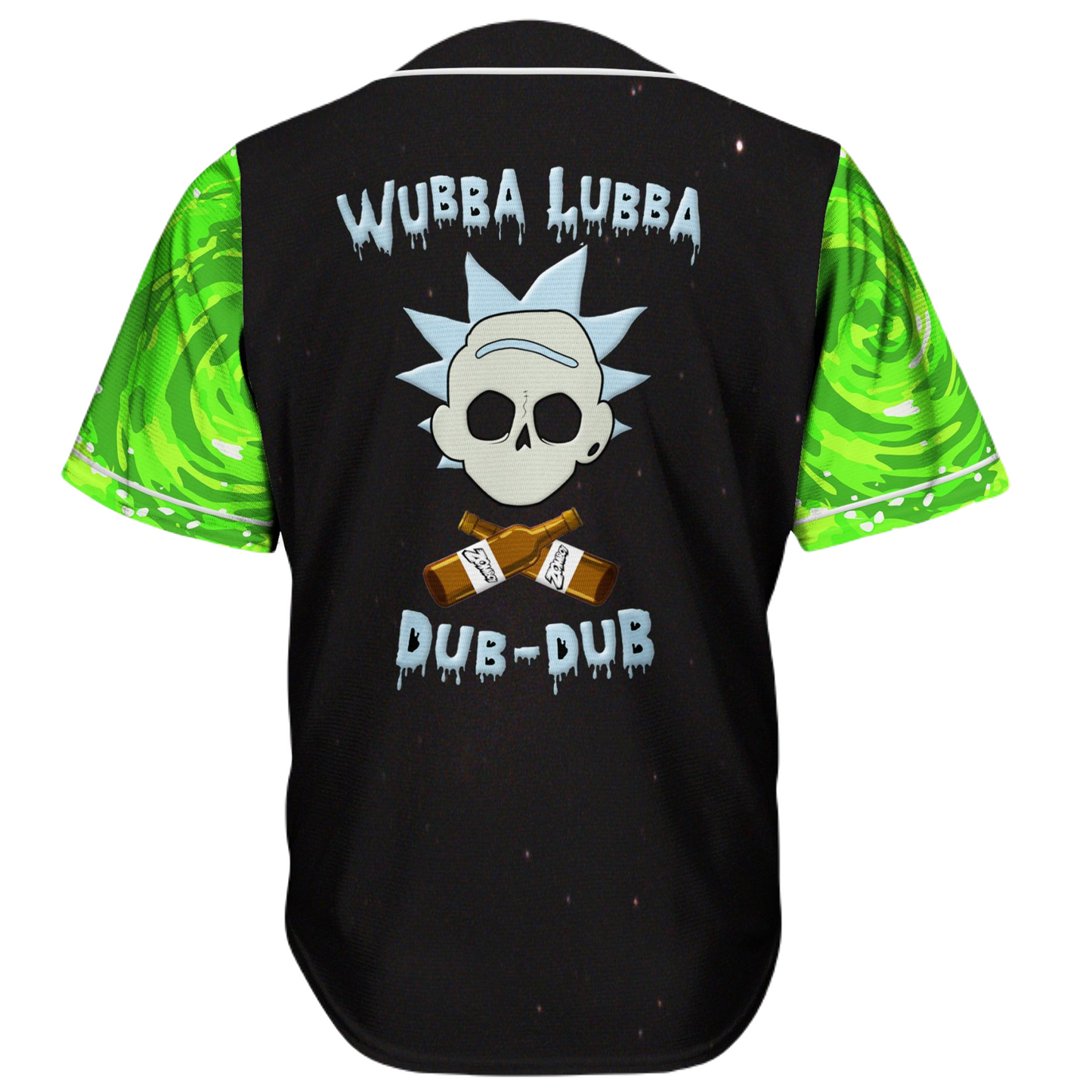 Rick and Morty Baseball Jersey Zomboi Wubba Lubba Dub Dub Jersey Shirt Green Black Unisex Adult New Release