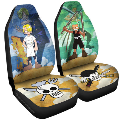 One Piece Car Seat Covers Zoro And Sanji Graphic Symbols Seat Covers Colorful