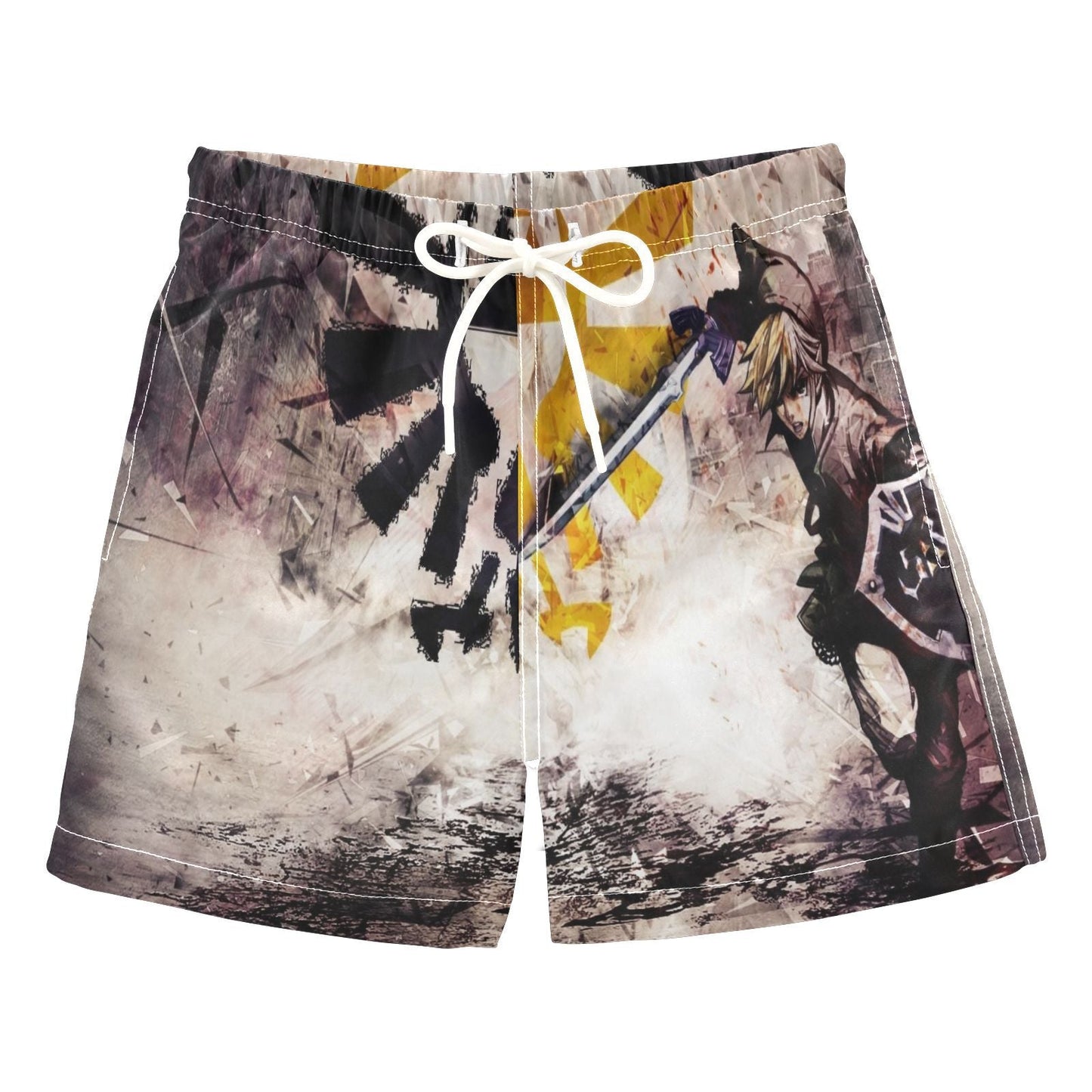 The Legend Of Zelda Shorts Link Fighting Art Style Beach Shorts Brown