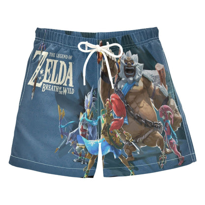 The Legend Of Zelda Shorts The Four Champions Graphic Beach Shorts Blue