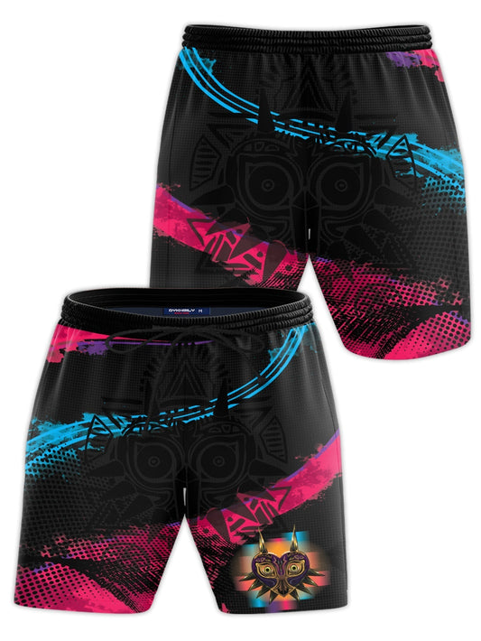 The Legend Of Zelda Shorts Legend Of Zelda Majora's Mask Beach Shorts Black