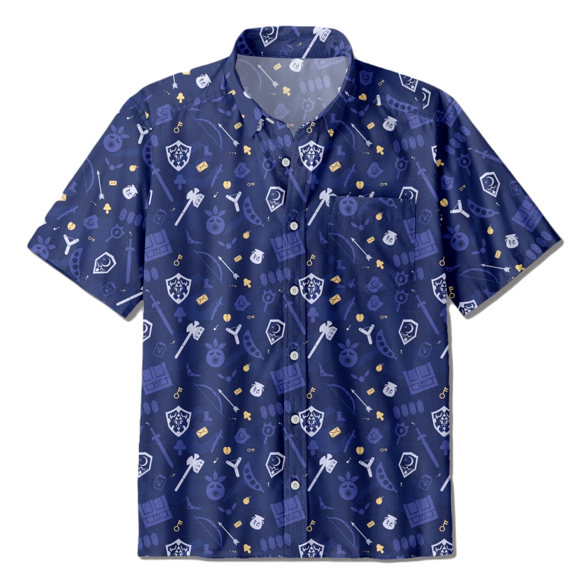 Legend Of Zelda Hawaii Shirt Legend Of Zelda Game Items Pattern Hawaiian Shirt Blue Unisex