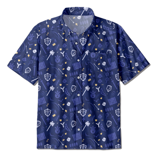 Legend Of Zelda Hawaii Shirt Legend Of Zelda Game Items Pattern Hawaiian Shirt Blue Unisex