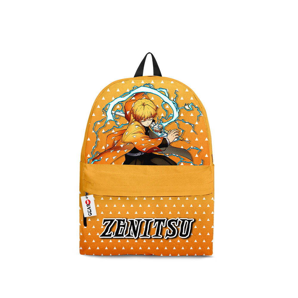 Demon Slayer Backpack Zenitsu Agatsuma In Action Graphic Backpacks Orange