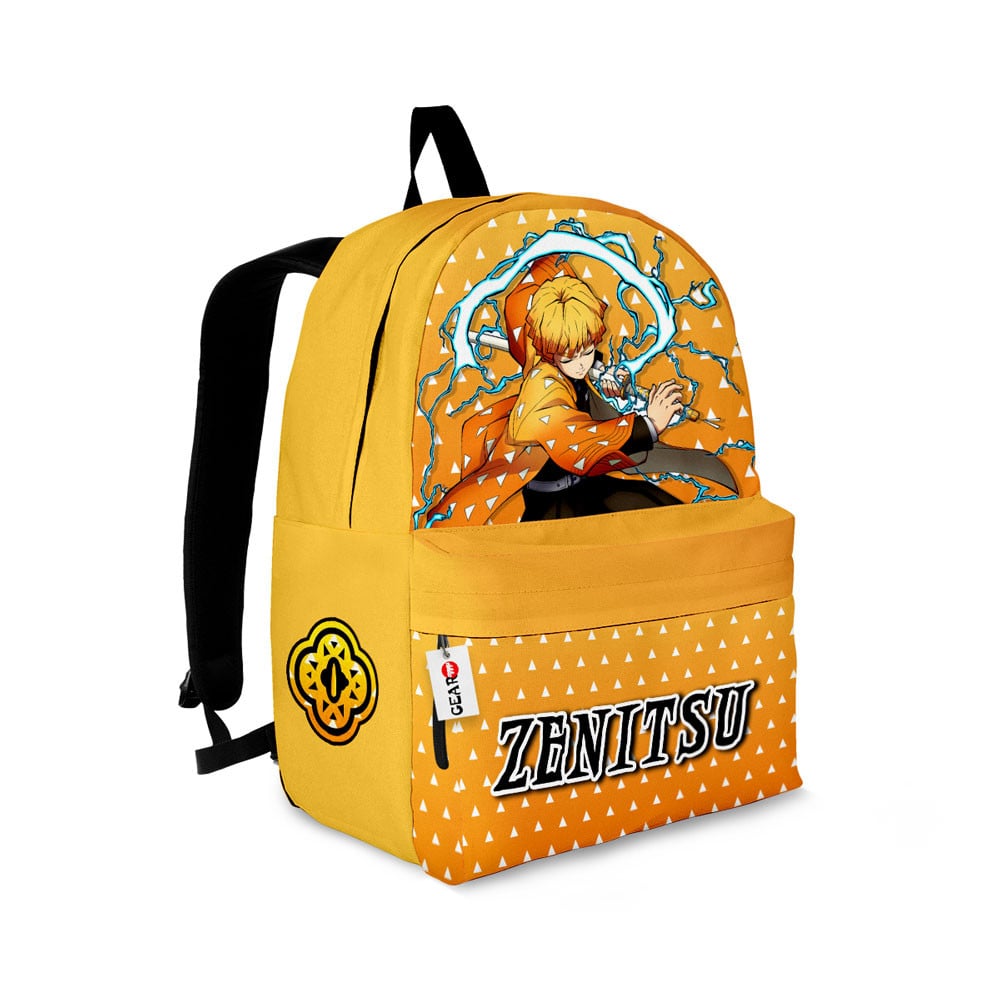 Demon Slayer Backpack Zenitsu Agatsuma In Action Graphic Backpacks Orange