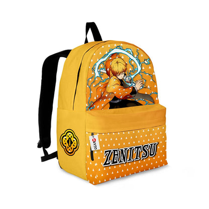 Demon Slayer Backpack Zenitsu Agatsuma In Action Graphic Backpacks Orange