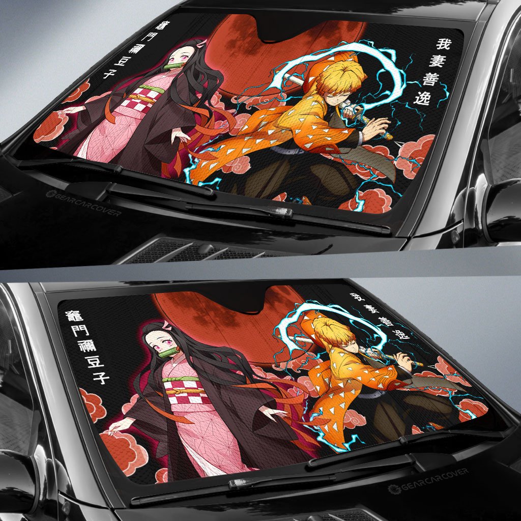 Zenitsu And Nezuko Car Sunshade Custom Car Accessories
