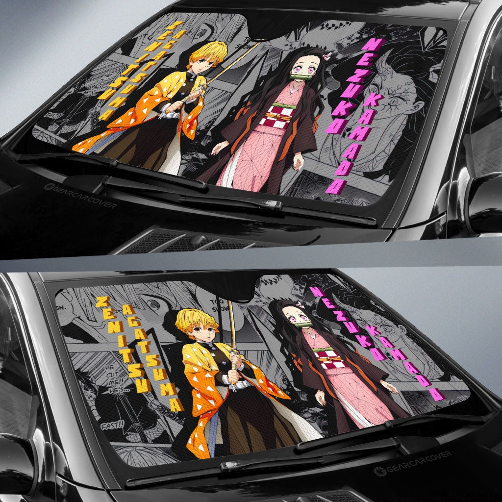 Zenitsu And Nezuko Car Sunshade Custom Mix Mangas