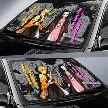 Zenitsu And Nezuko Car Sunshade Custom Mix Mangas