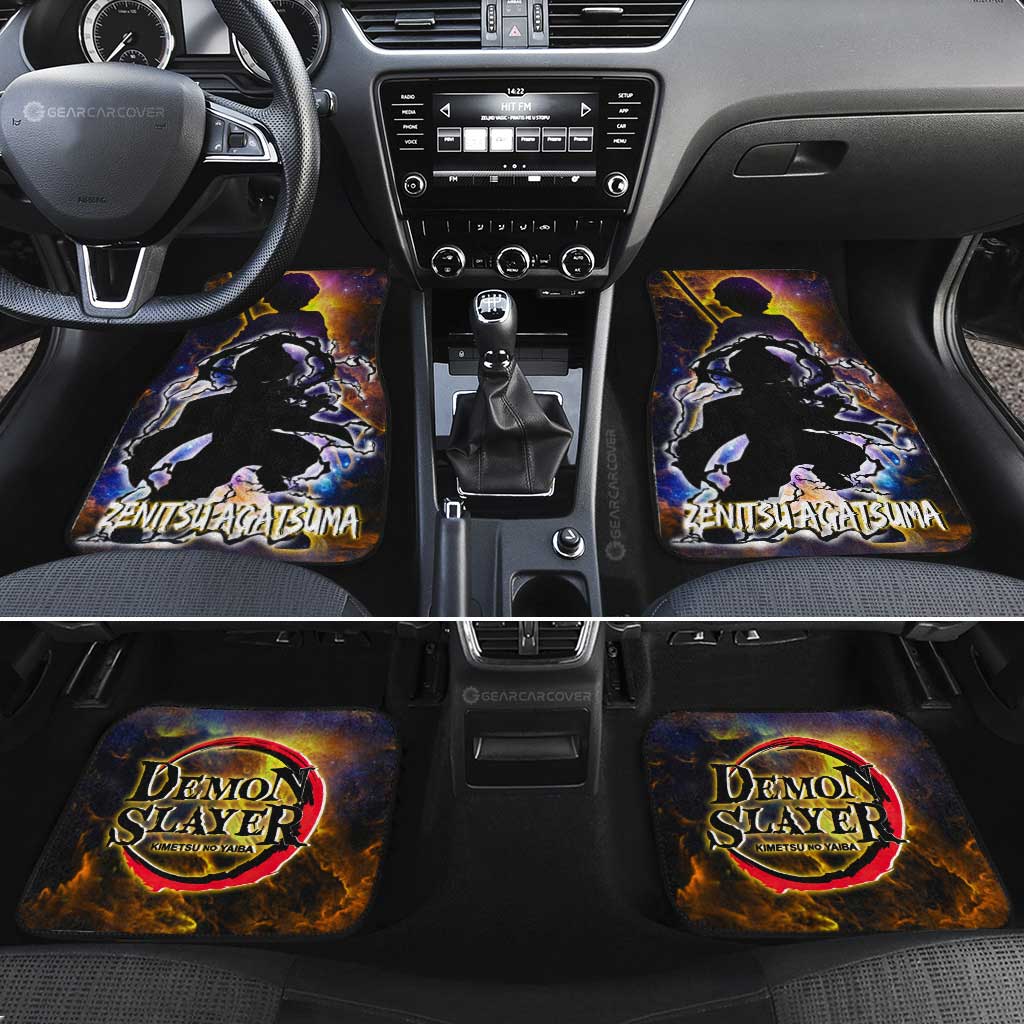 Demon Slayer Car Mats Zenitsu Car Floor Mats Demon Slayer Anime Silhouette Style Floor Mats