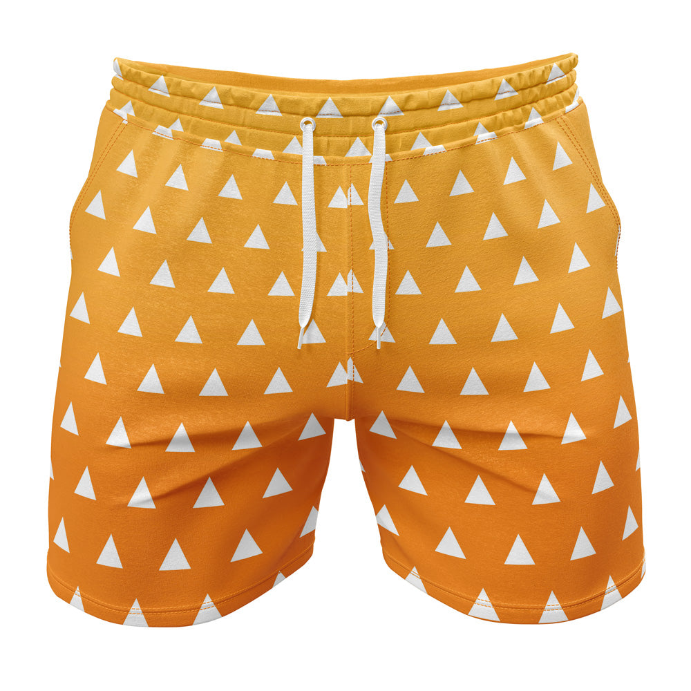 Demon Slayer Shorts Demon Slayer Zenitsu Agatsuma Pattern Beach Shorts Orange White