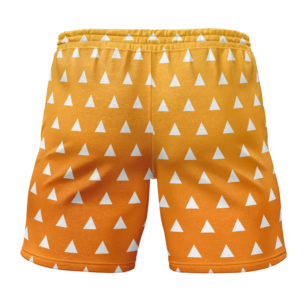 Demon Slayer Shorts Demon Slayer Zenitsu Agatsuma Pattern Beach Shorts Orange White