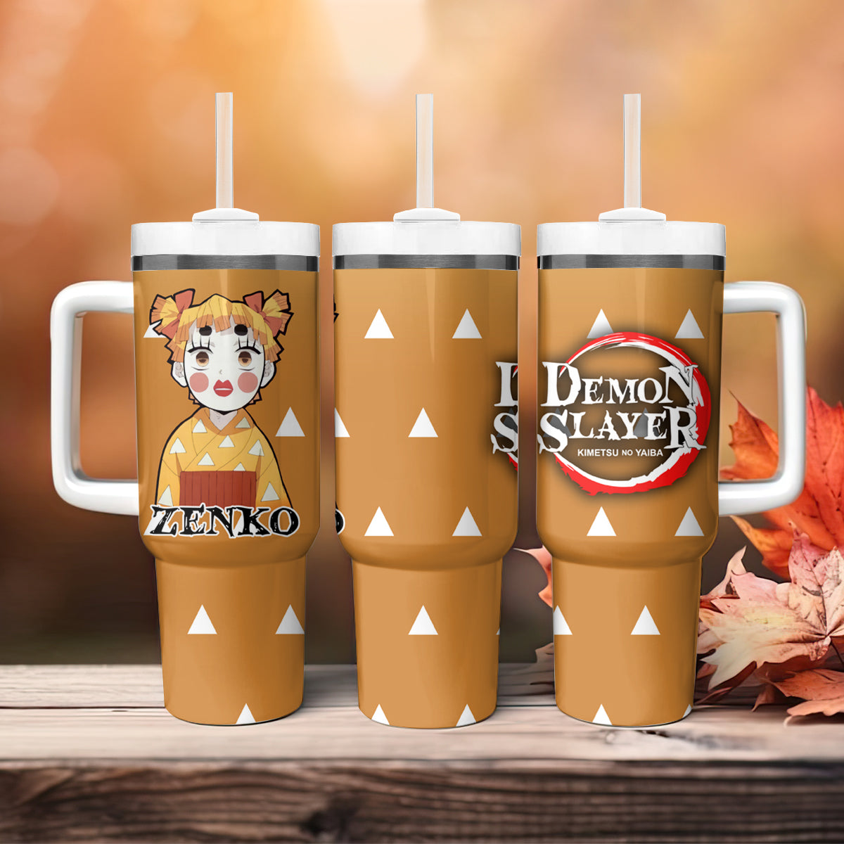 Demon Slayer 40 Oz Tumbler Funny Zenitsu Zenko Graphic Tumbler 40 Oz Orange