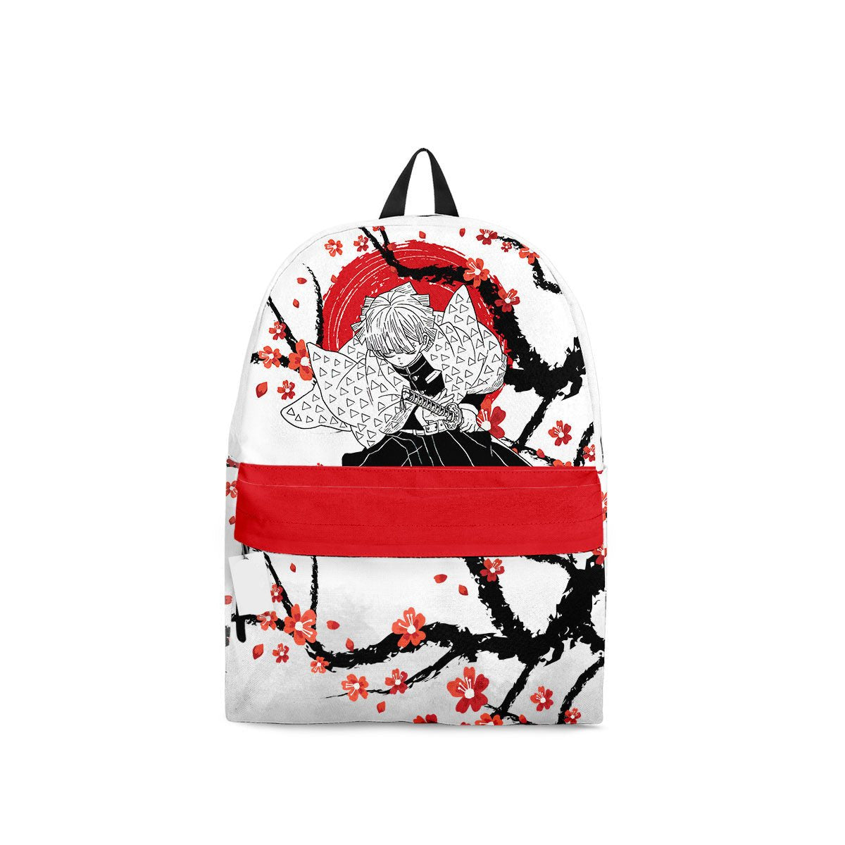 Demon Slayer Backpack Zenitsu Japanese Cherry Blossom Pattern Backpacks White Red