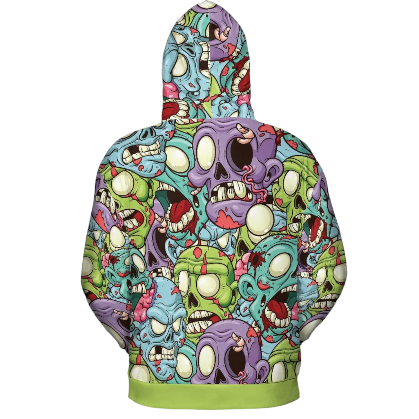 Zombie Hoodie Zombie Heads Doodle Pattern Hoodie Colorful Unisex