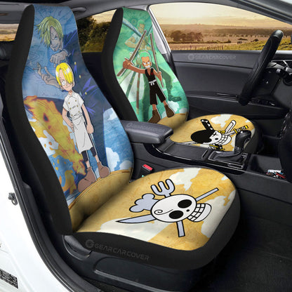 One Piece Car Seat Covers Zoro And Sanji Graphic Symbols Seat Covers Colorful