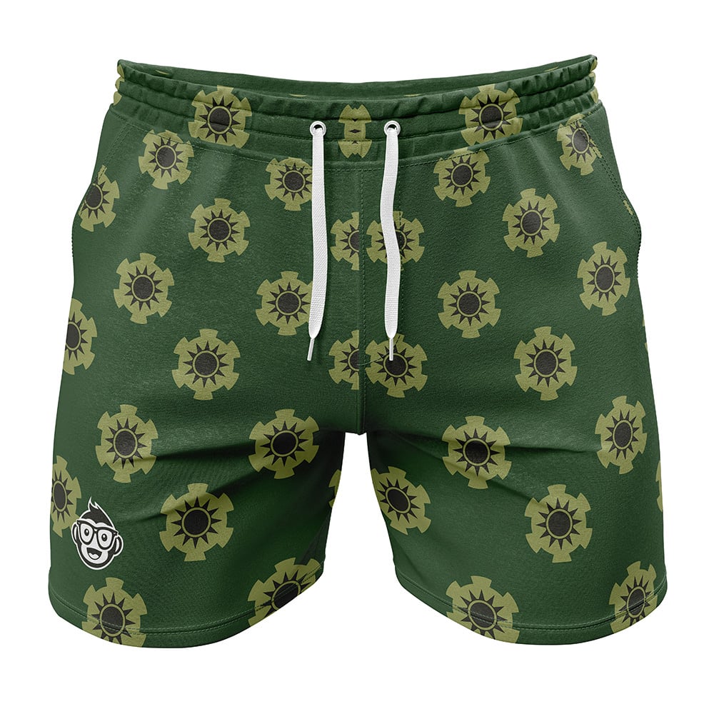 One Piece Shorts One Piece Zoro Wano Pattern Beach Shorts Green