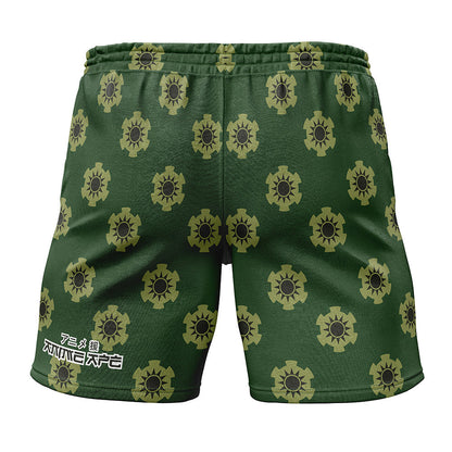 One Piece Shorts One Piece Zoro Wano Pattern Beach Shorts Green