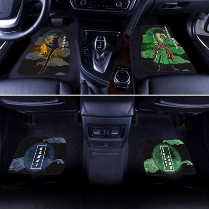One Piece Car Mats Sanji And Zoro Cloud And Moon Pattern Car Floor Mats Blue Green
