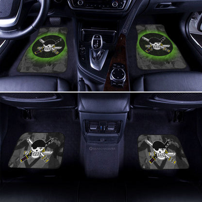 One Piece Car Mats Manga Pattern Zoro Jolly Roger Symbol Car Floor Mats Black Green