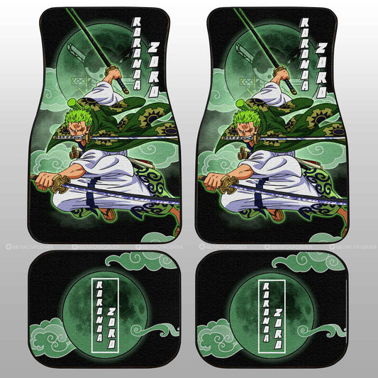 One Piece Car Mats One Piece Zoro Graphic Cloud And Moon Pattern Car Floor Mats Black Green