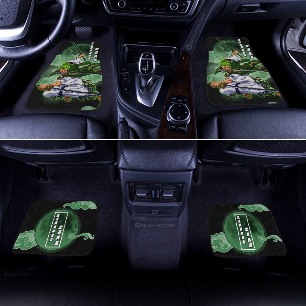 One Piece Car Mats One Piece Zoro Graphic Cloud And Moon Pattern Car Floor Mats Black Green