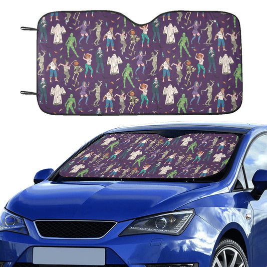 Zombie Car Sun Shade Halloween Dancing Zombie Ghost Mummy Winshield Sun Shade Purple