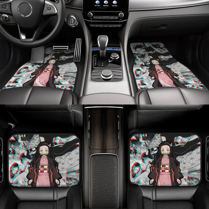 Demon Slayer Car Mats Nezuko Kamado Graphic Manga Pattern Demon Slayer Car Floor Mats