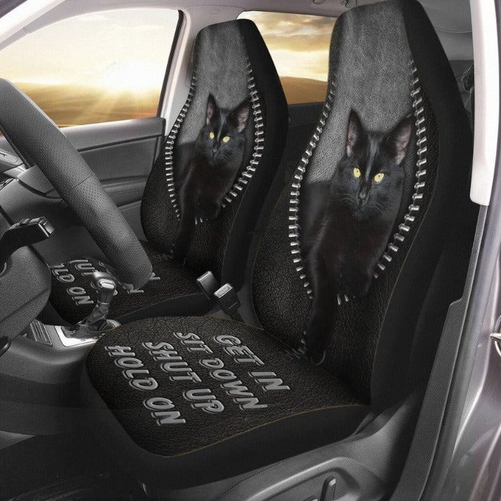 Black Cat Get In Sit Down Shut Up Hold On Car Seat Covers