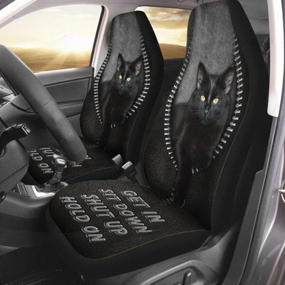 Black Cat Get In Sit Down Shut Up Hold On Car Seat Covers
