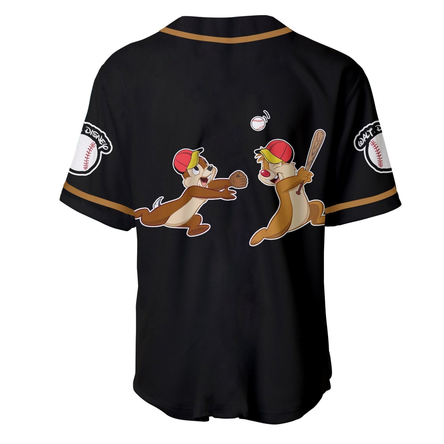 Disney Jersey Walt Disney Chip N Dale Playing Sport Together Graphic Black Jersey Shirt Disney Baseball Jersey Chip N Dale Baseball Jersey