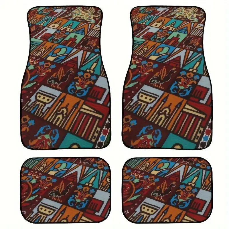 Native American Car Mats Native American Life Animal Pattern Car Floor Mats Brown Red