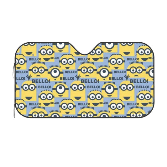 Minions Car Sun Shade All Minions Bello Pattern Winshield Sun Shade Yellow Blue