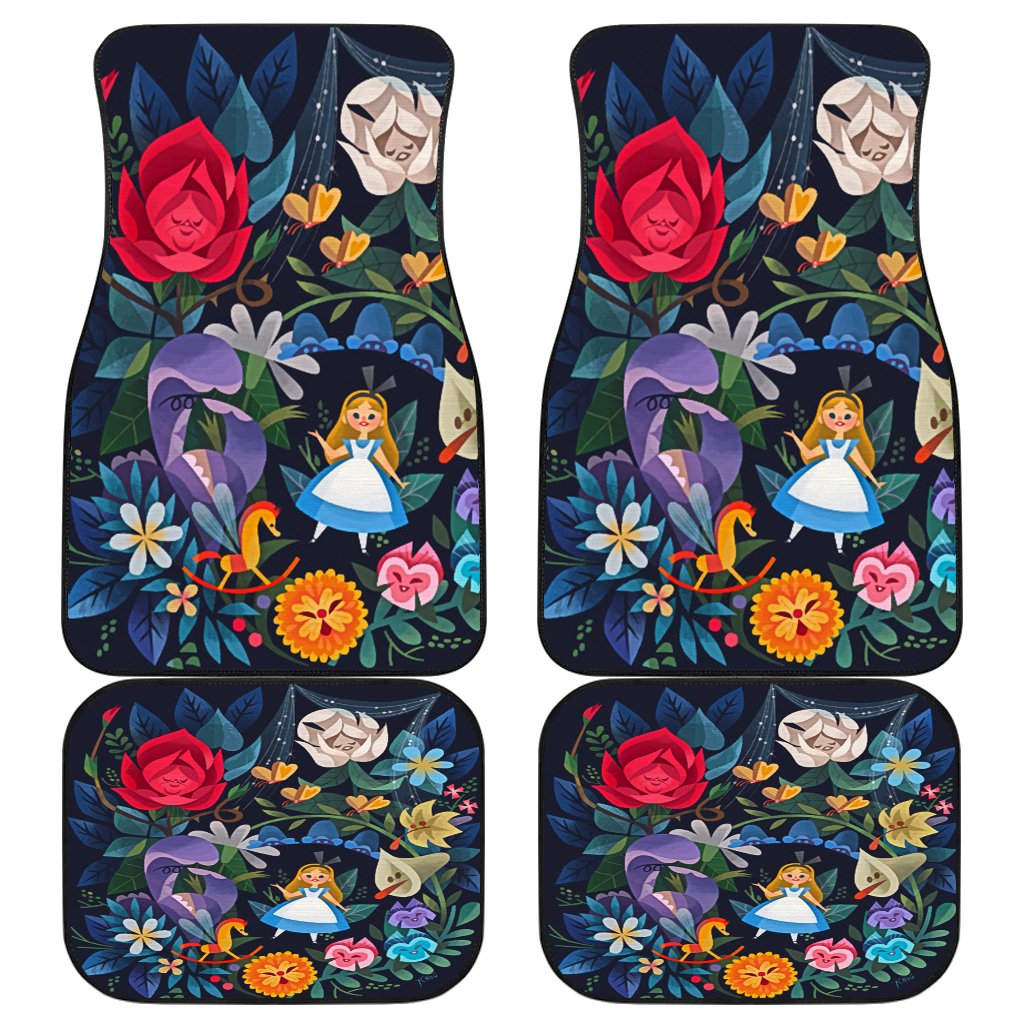 Alice In Wonderland Car Mats Cute Chibi Alice In Flower Garden Car Floor Mats Colorful