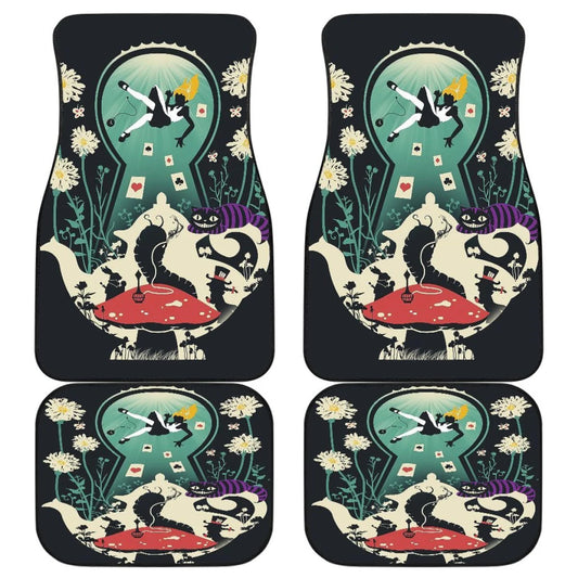 Alice In Wonderland Car Mats Alice In Wonderland Character Silhouette Car Floor Mats Colorful