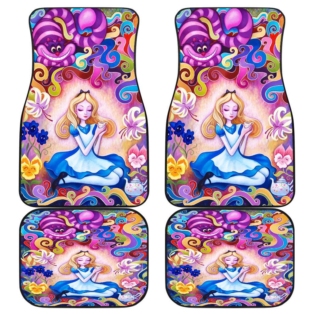 Alice In Wonderland Car Mats Alice In Wonderland Flower And Cheshire Cat Car Floor Mats Colorful