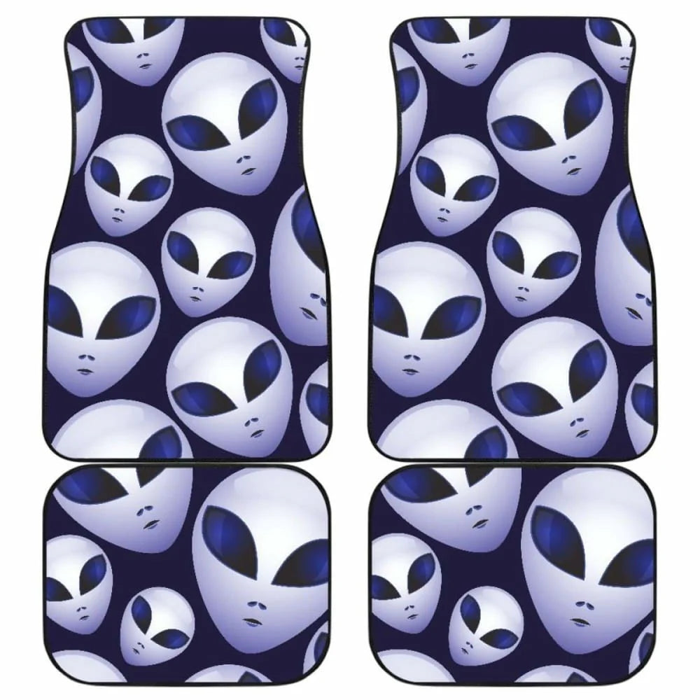 Alien Car Mats Alien Head Face Pattern Car Floor Mats Black White