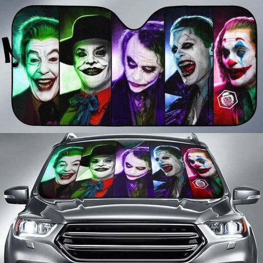 Joker Car Sun Shade All Joker Movie Versions Winshield Sun Shade Colorful