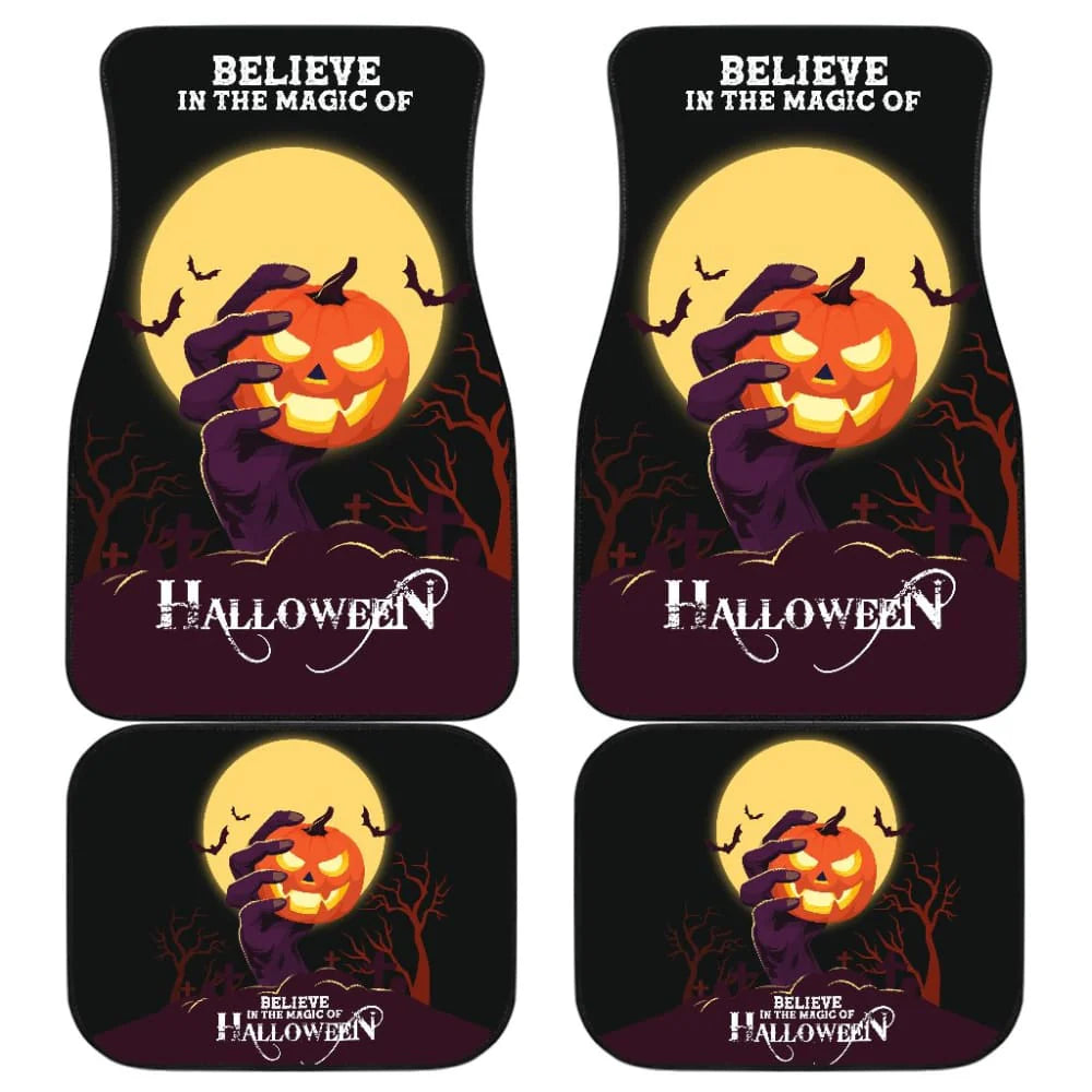 Halloween Car Mats Zombie Believe In The Magic Of Halloween Car Floor Mats Black Orange