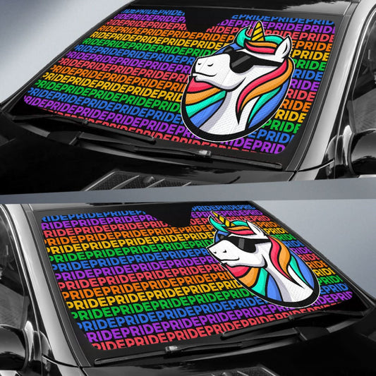 LGBT Car Sun Shade Cool LGBT Unicorn Pride Pattern Winshield Sun Shade Colorful