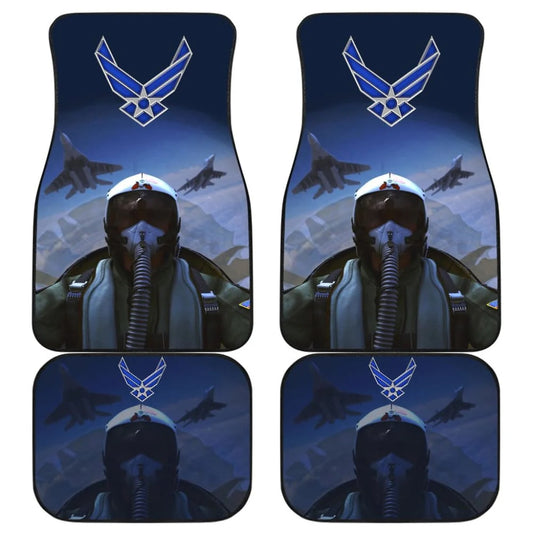 Veteran Car Mats Air Force Military Soldier Pilot Graphic Car Floor Mats Blue