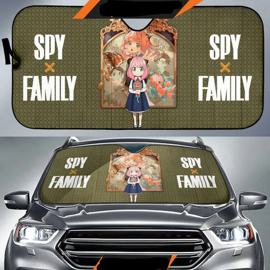 SpyxFamily Car Sun Shade SpyxFamily Anya Forger Frame Winshield Sun Shade Brown