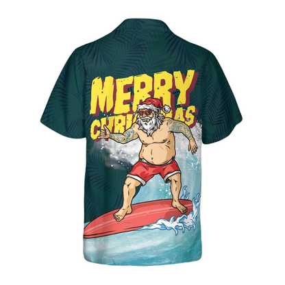 Christmas Hawaii Shirt Surfing Santa Claus Merry Christmas Hawaiian Shirt Colorful Unisex