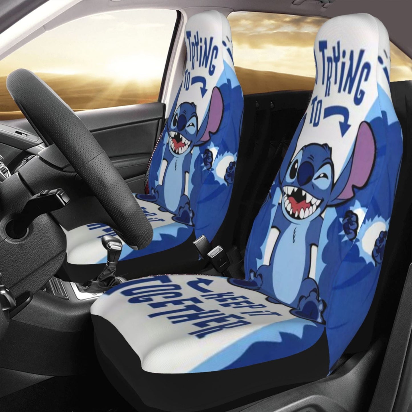 Stitch Car Seat Covers DN Trying To Keep It Together Seat Covers Blue White