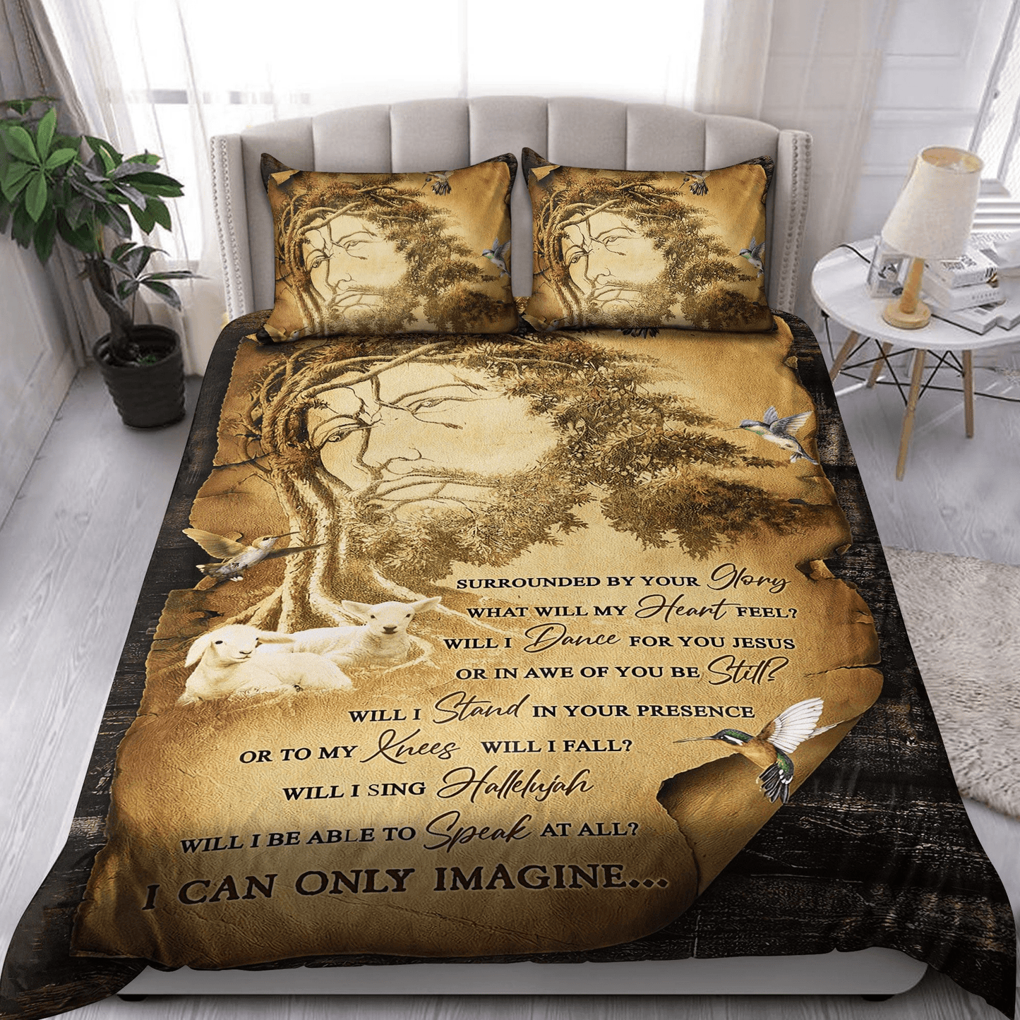 Jesus Bedding Set I Can Only Imagine Jesus Portrait Duvet Covers Brown Unique Gift