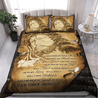 Jesus Bedding Set I Can Only Imagine Jesus Portrait Duvet Covers Brown Unique Gift