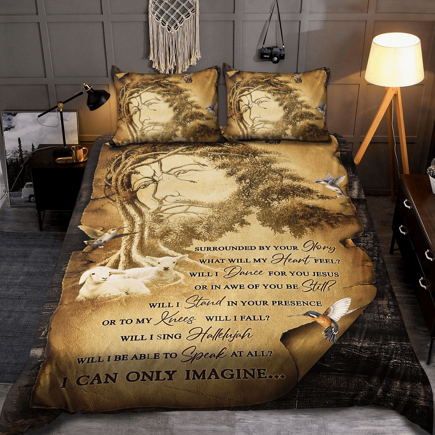 Jesus Bedding Set I Can Only Imagine Jesus Portrait Duvet Covers Brown Unique Gift