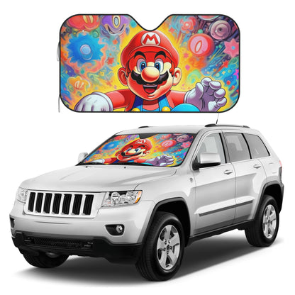 Mario Car Sun Shade Game Character Mario Graphic Winshield Sun Shade Colorful